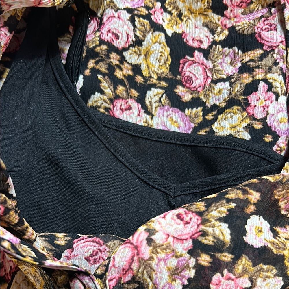 H&M Brown and Cream Tiered Sundress with Bishop Sleeves. Small - Picture 6 of 7